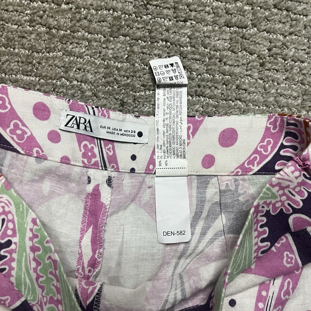 ZARA Wide Leg Paisley Print Pants Women's Size Medium High Rise‎ Flare Boho - Picture 6 of 15